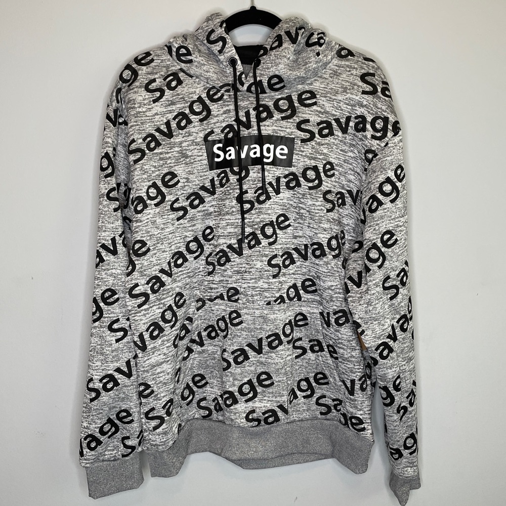 Brooklyn Laundry Men’s Savage Hoodie Sweatshirt Light Gray Size M